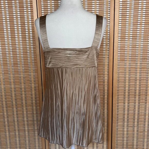 Tan satin BCX flowy tank with bead neckpiece - Picture 4 of 5